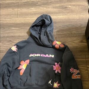 Jordan Black Hoodie with Floral Accents